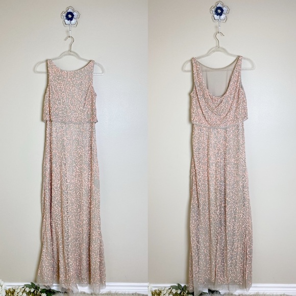 Adrianna Papell Beaded Lace Popover Gown sz 6 - Picture 1 of 9